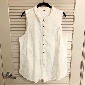 Free People Linen Sleeveless Button Down - Ivory - Large